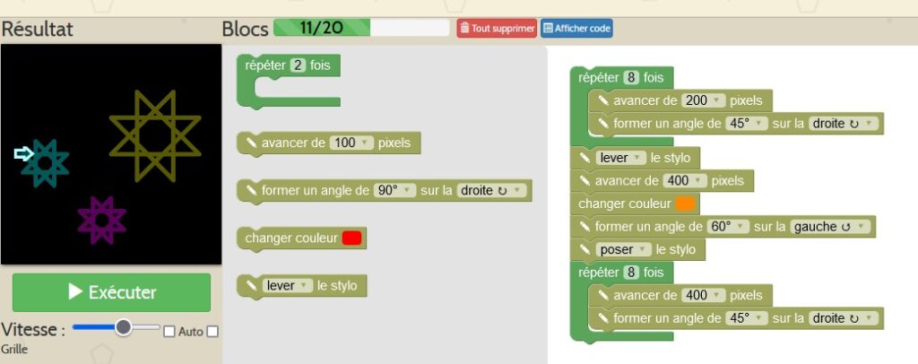 Présentation de l'interface de travail - Algoblocs